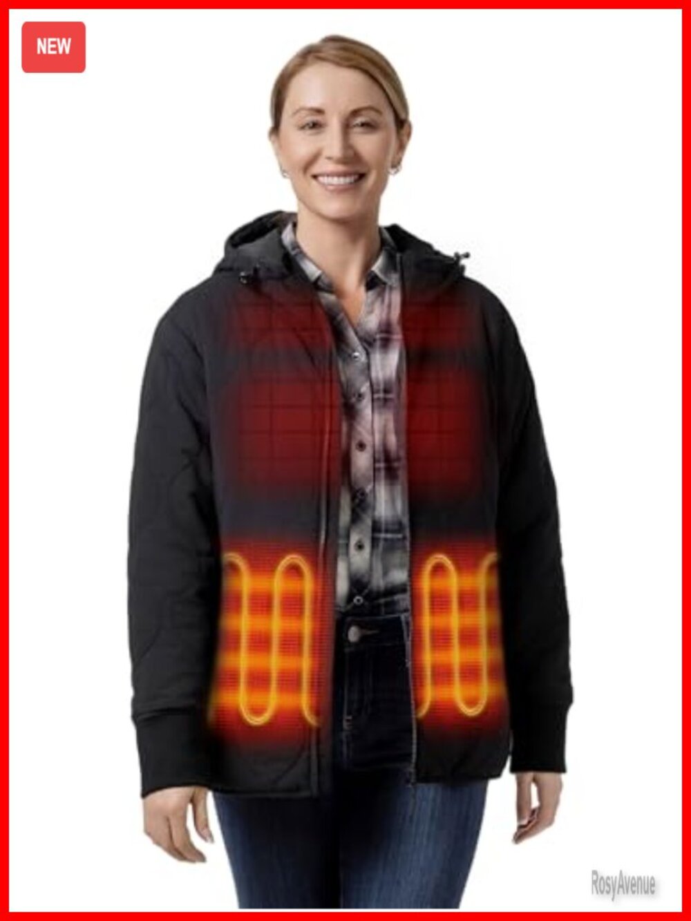 Heated Quilted Jacket USB-C Rechargeable Battery Hood Lightweight